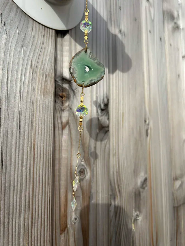 Attrape-Soleil Agate Verte & Cristaux