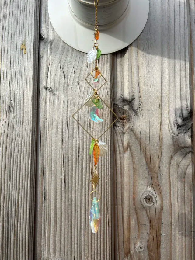 Attrape-Soleil Losanges Dorés, Lune & Soleil Cristaux Multicolores