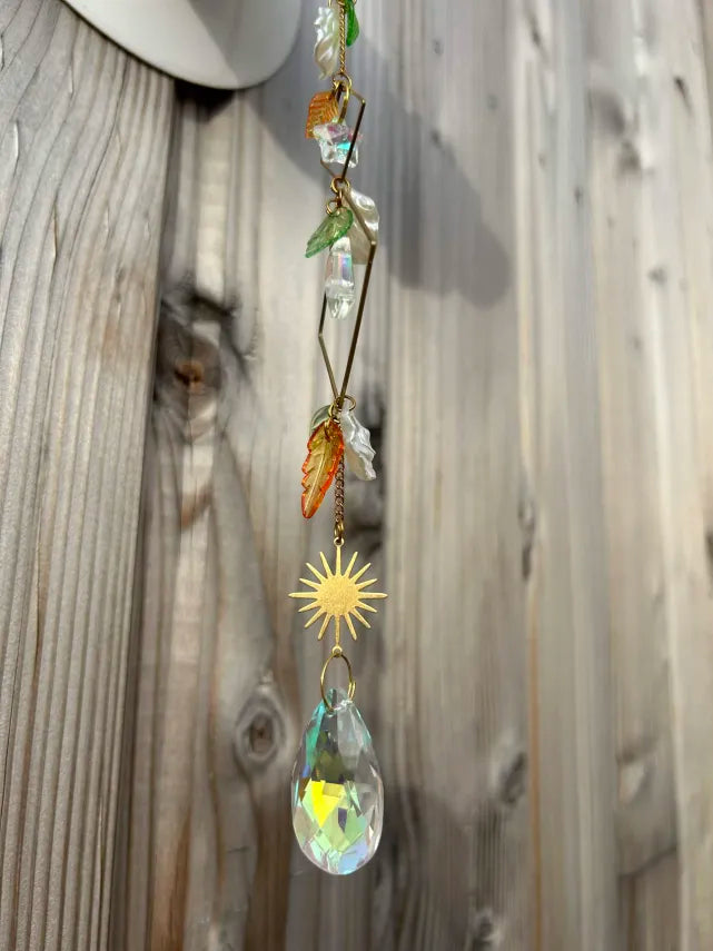 Attrape-Soleil Losanges Dorés, Lune & Soleil Cristaux Multicolores