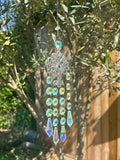 Attrape-Soleil Arbre de Vie Argenté, Cristaux Verts Irisés & Larmes de Cristal