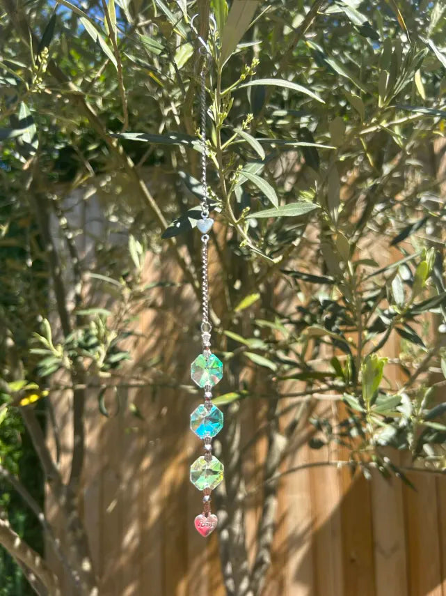 Attrape-Soleil Cristal Irisés & Charm Cœur Argenté