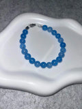 Bracelet Agate Teintée Bleue Fil Rigide