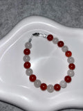 Bracelet Quartz Laiteux & Cornaline Fil Rigide