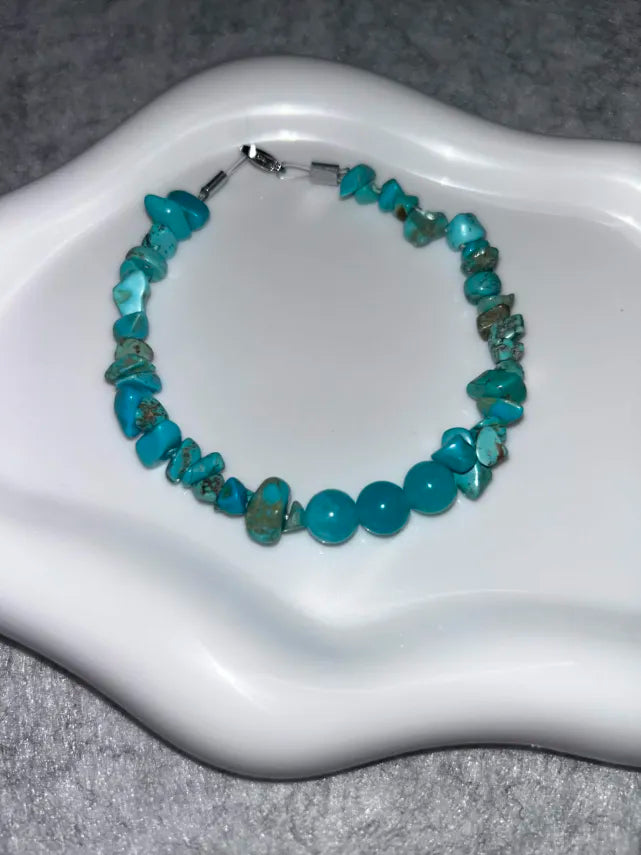 Bracelet Fausse Turquoise & Amazonite Fil Rigide