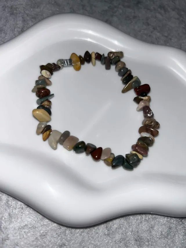 Bracelet Jaspe Polychrome Fil Élastique
