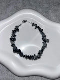 Bracelet Obsidienne Flocon de Neige Fil Rigide