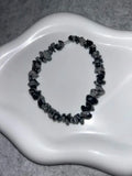 Bracelet Obsidienne Flocon de Neige Fil Élastique