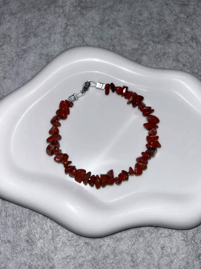 Bracelet Jaspe Rouge Fil Rigide