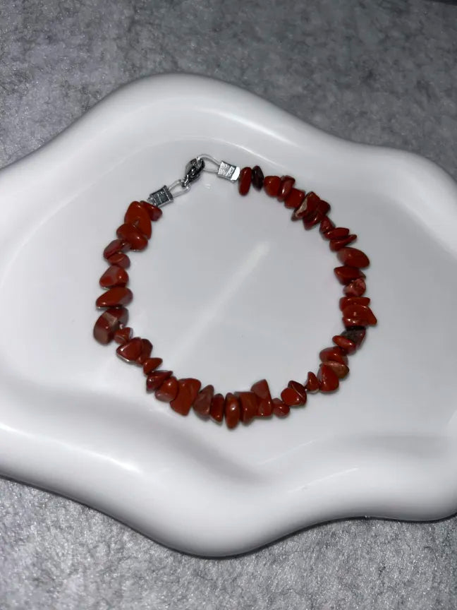 Bracelet Jaspe Rouge Fil Rigide