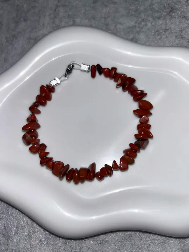 Bracelet Jaspe Rouge Fil Rigide