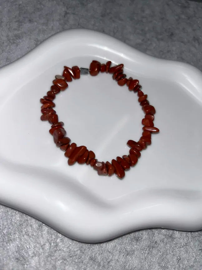 Bracelet Jaspe Rouge Fil Élastique