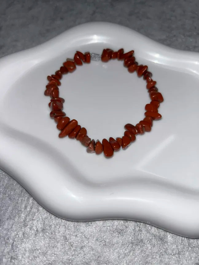 Bracelet Jaspe Rouge Fil Élastique