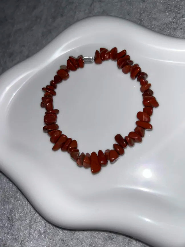 Bracelet Jaspe Rouge Fil Élastique