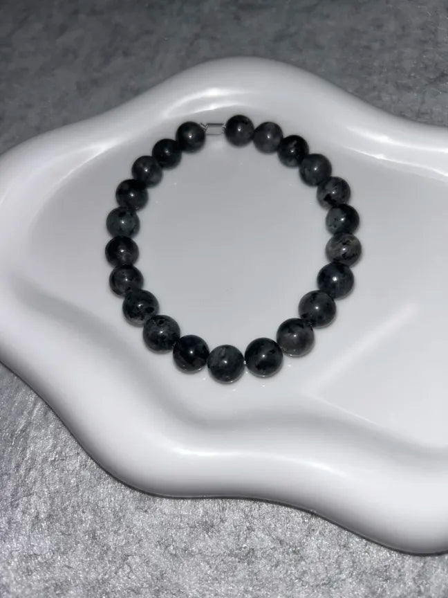 Bracelet Larvikite Fil Élastique