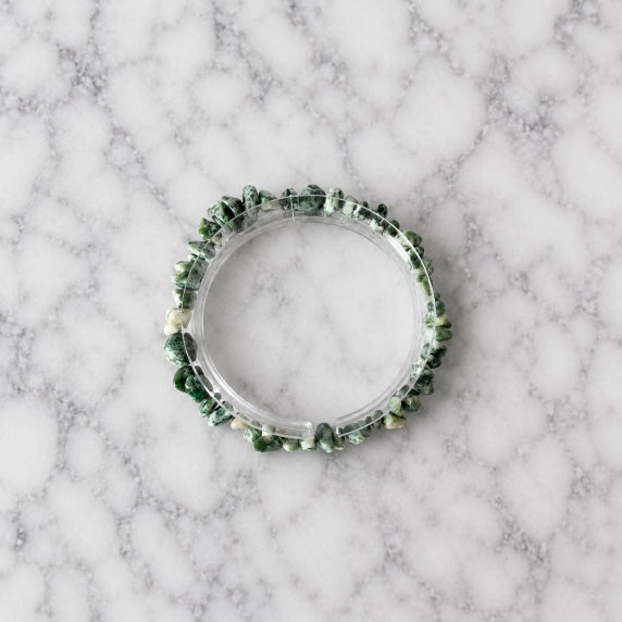 Bracelet Chips Agate Arbre — Fil Élastique