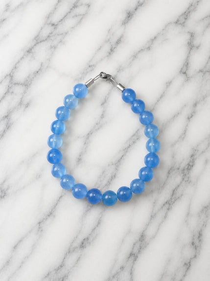 Bracelet Agate Teintée Bleue Fil Rigide