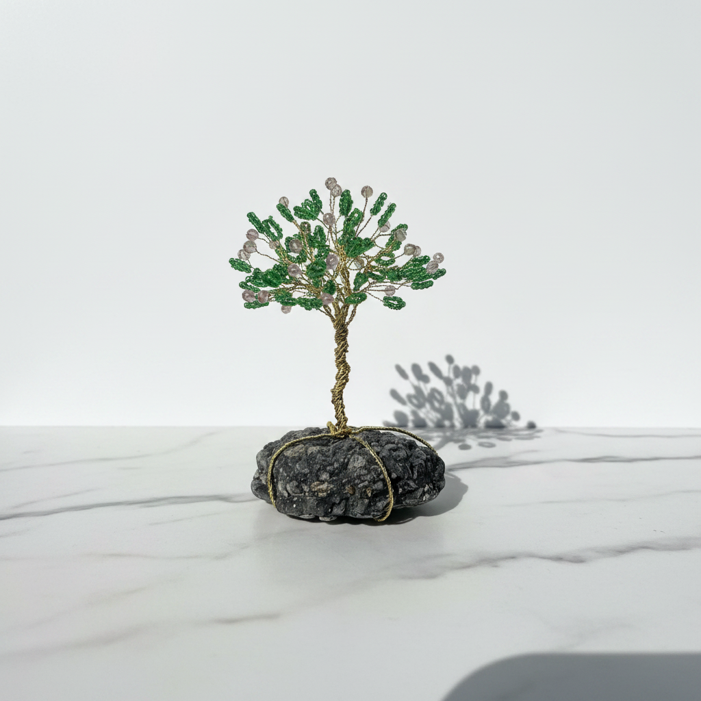 Arbre de Vie en Perles Artisanales – fond marbré