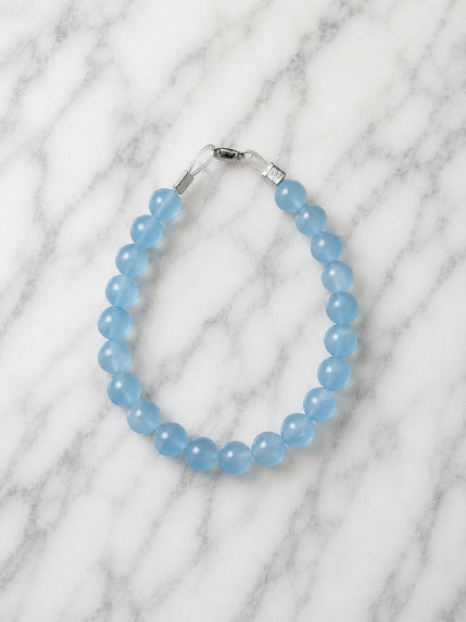 Bracelet Calcédoine Bleue Fil Rigide