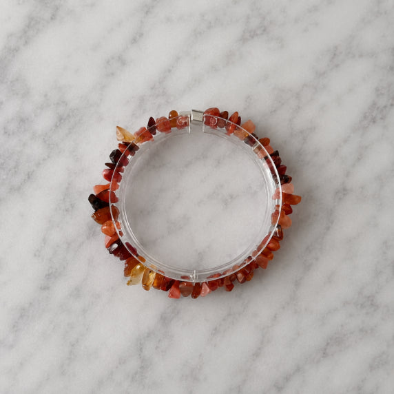 Bracelet Chips Cornaline Fil Élastique