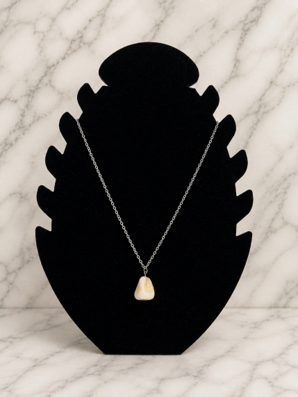 Collier quartz pierre naturelle chaîne acier inoxydable
