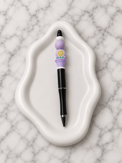 Stylo Personnalisé Marguerite Perle Lilas