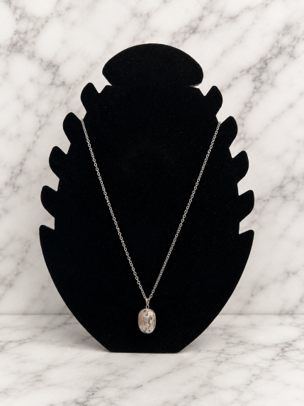 Collier Yooperlite pierre naturelle chaîne acier inoxydable