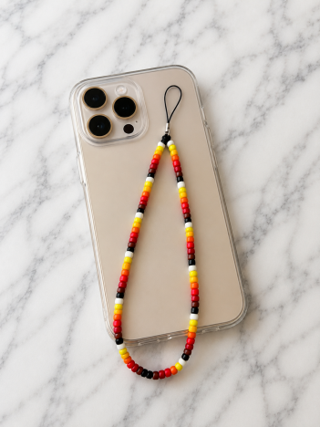 Cordon téléphone perles multicolores sur smartphone