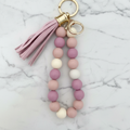 Porte-clés rose fond marbré - vue 1