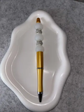 Stylo Personnalisé Perles Blanches Strass Doré