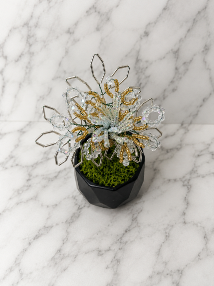 Arbre Original Fleur en Perles & Fil de Fer – vue du dessus