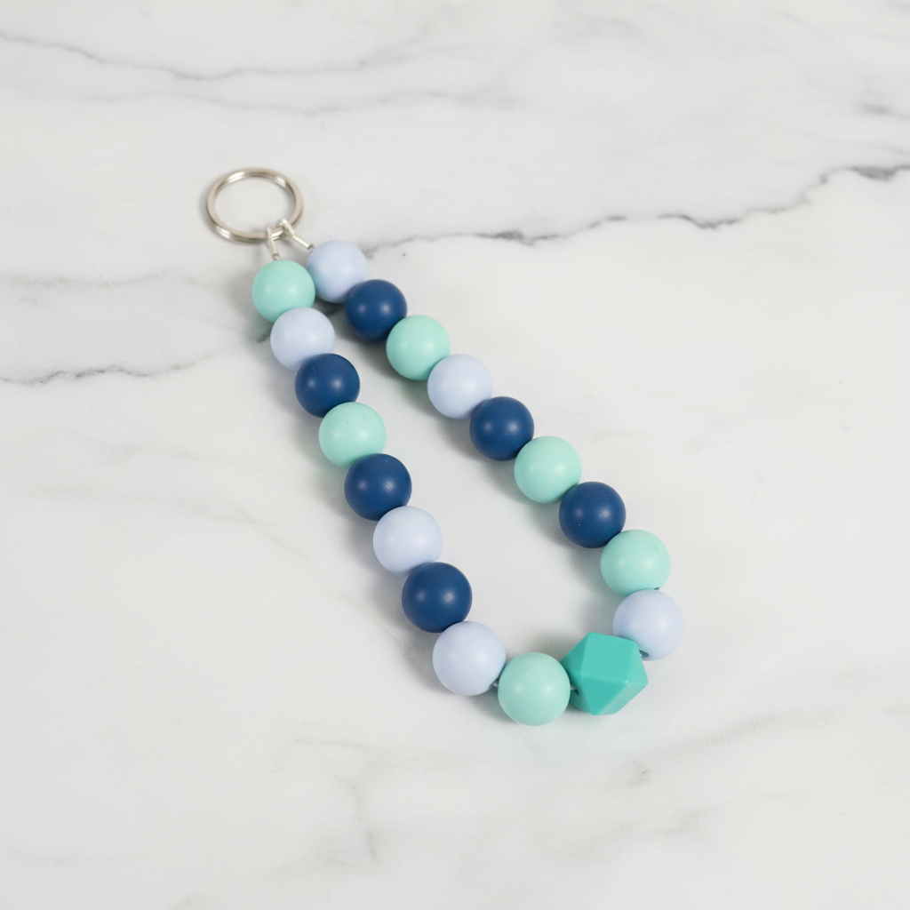 Porte-clés bleu fond marbré - vue 2