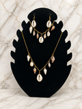 Parures Coquillages – collier, bracelet et boucles d'oreilles coquillages naturels dorés