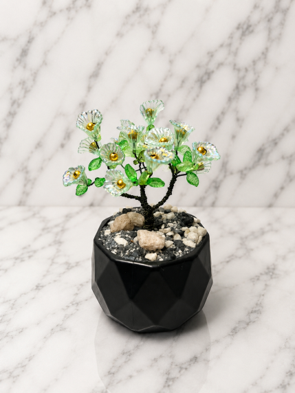 Arbre Fleur Vert & Doré – vue de côté
