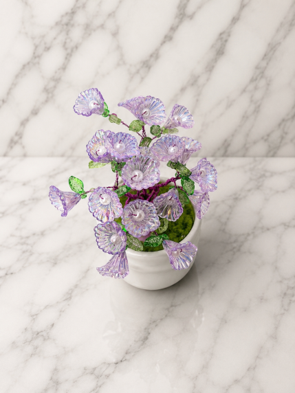 Arbre Fleur Mauve en Perles Artisanales – vue rapprochée