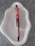 Stylo Personnalisé Perles Roses Fleuries