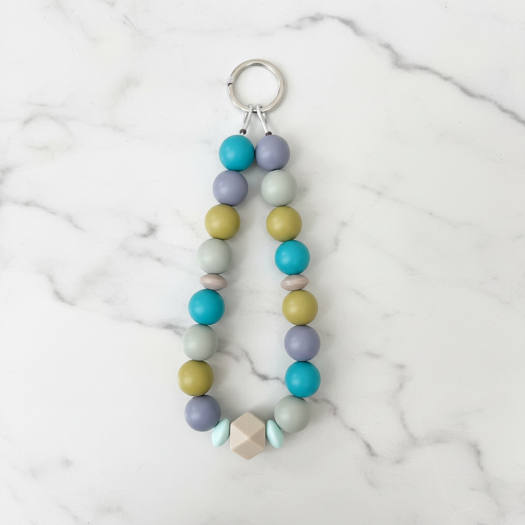 Porte-clés multicolore fond marbré - vue 1