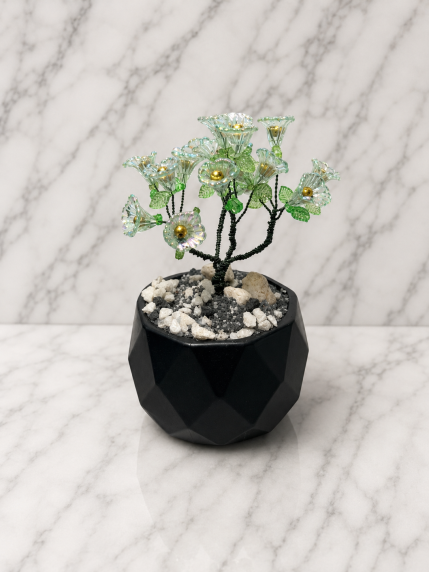 Arbre Fleur Vert & Doré – vue de face