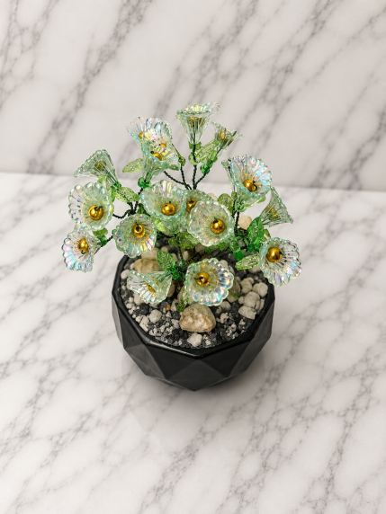 Arbre Fleur Vert & Doré – vue du dessus