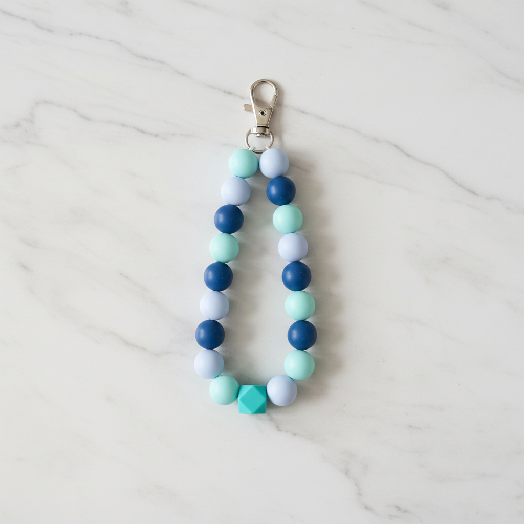 Porte-clés bleu fond marbré - vue 3