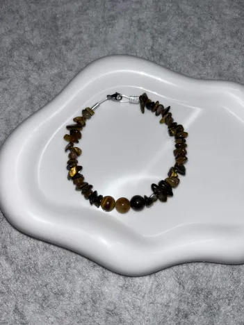 Bracelet Chips Œil de Tigre Fil Rigide