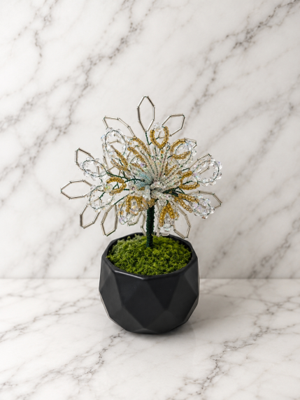 Arbre Original Fleur en Perles & Fil de Fer – vue de face