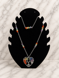 Parure arc-en-ciel arbre de vie collier pendentif cœur et bracelet pierres naturelles