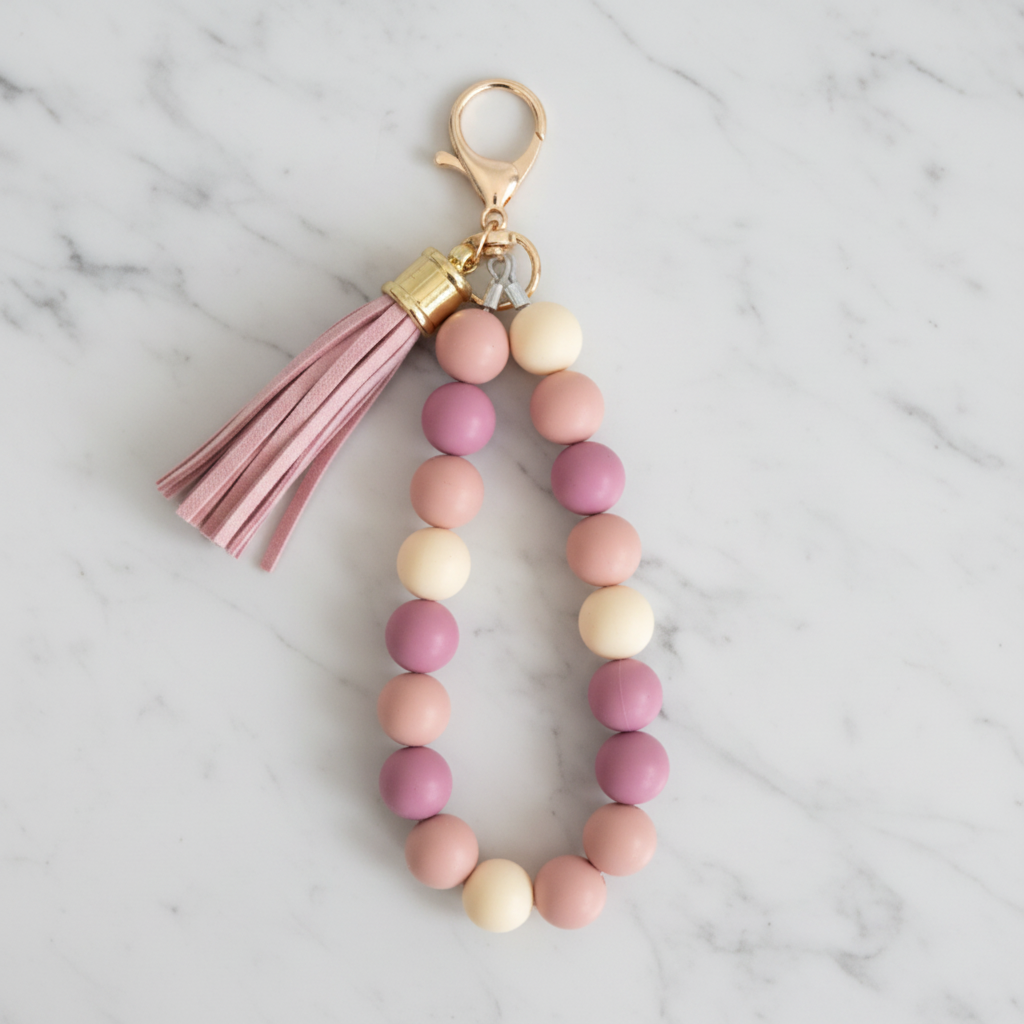 Porte-clés rose fond marbré - vue 2
