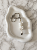 Porte-clés Ourson Blanc sur fond marbré