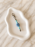 Porte-clés perles bleues et turquoise