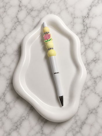 Stylo Personnalisé Tulipe Perles Jaunes