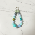 Porte-clés vert gris fond marbré - vue 1