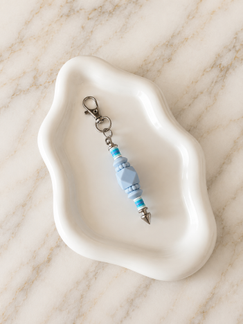 Porte-clés perles bleu ciel et turquoise pastel