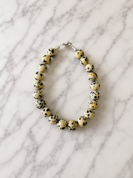 Bracelet Jaspe Dalmatien Fil Rigide