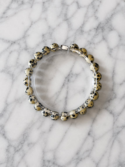 Bracelet Jaspe Dalmatien Fil Élastique